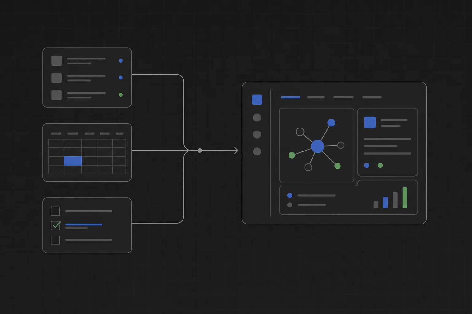 Manual workflow cards becoming one organized internal tool.